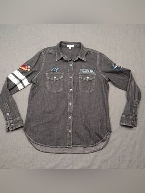 Wear by Erin Andrews Carolina Panthers Denim Button Down Shirt Women's SMALL
